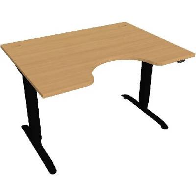 Hobis Office Pro psací stůl Motion MS ERGO 2 Šířka: 120 cm, Barva desky: buk, Barva kovu: černá RAL 9005 Šířka 120-180 cm / 27 barevných variant