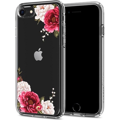 Spigen Ciel Red Floral Case - дизайнерски удароустойчив кейс за iPhone SE (2020), iPhone 8, iPhone 7 (прозрачен)