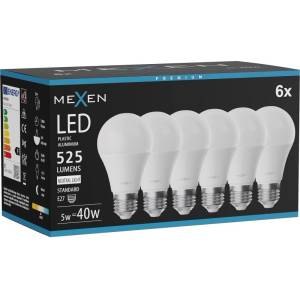 Mexen Nova 6x LED крушка E27, A60, 5W, Неутрална - 4000K, 525 lm - L100-E27-0540-01x06 (L100-E27-0540-01x06)