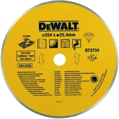 DEWALT Диск диамантен за мокро рязане на керамика ф254, DeWALT DT3734 (DeWALT DT3734)