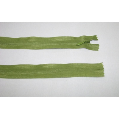 Zips krytý 3mm nedeliteľný 60cm zelený dederon