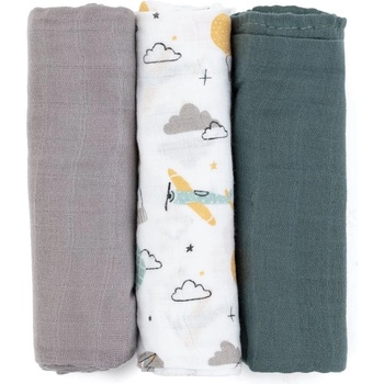 Image 1 of Petite&Mars Moussy пелени от плат Grey Planes 68 x 68 cm 3 бр