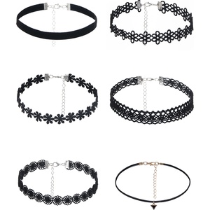 SuperLove Sexy Velvet Choker Set Black 6pcs