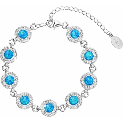 Pavona stříbrný se syntetickým opálem a s křišťály Preciosa modrý 33105.1 Blue s. Opal