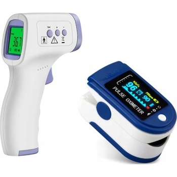 Thermometer Prstový pulzný oximeter LCD 13583 + Bezkontaktný lekársky teplomer s LCD displejom