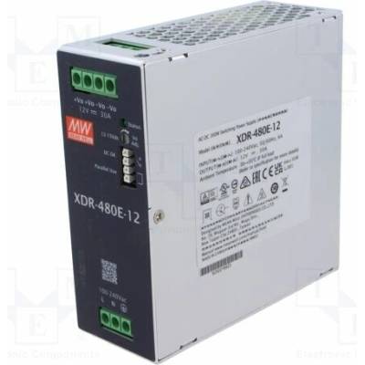 MEAN WELL XDR-480E-12 Napájecí zdroj: spínaný; na lištu DIN; 480W; 12VDC; 0÷30A; OUT: 1