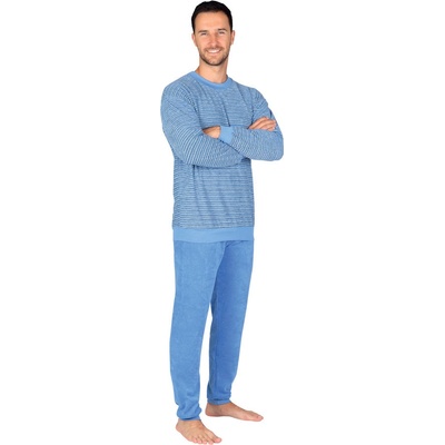 Evona P1428 181 pánské pyžamo dlouhé froté modré