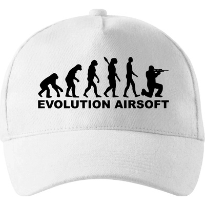 Evolúcia airsoft so zahnutým šiltom a látkovou sponou Biela