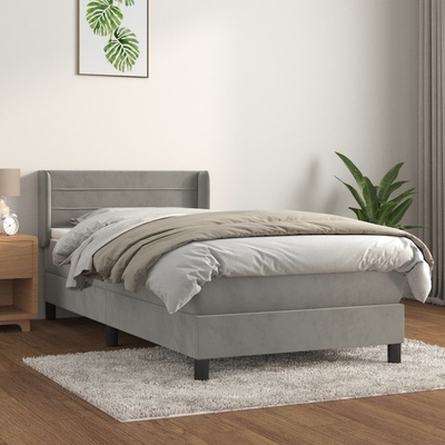Petrashop 3130991 boxspring postel s matrací světle šedá samet