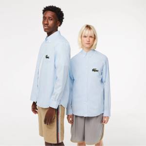 Lacoste Relaxed Fit Striped Shirt - Light Blue