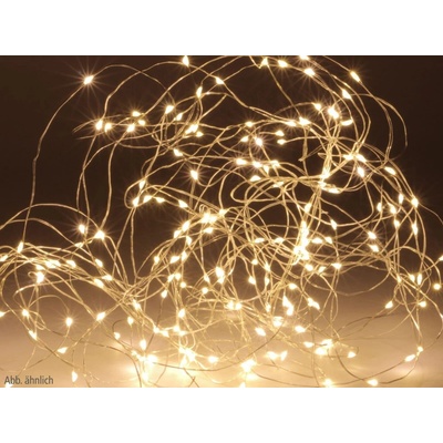 Levoma LED Svetelná reťaz, strieborný drôt, 40 LED, teplá biela, na batérie, časovač