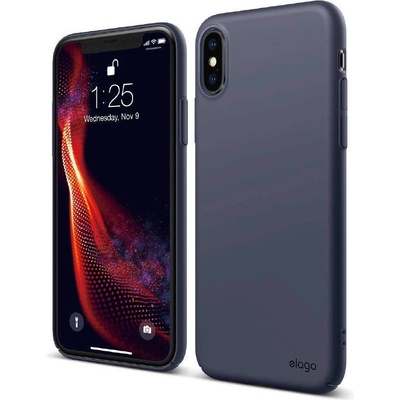 elago Slim Fit Case - качествен поликарбонатов кейс за iPhone XS (тъмносин)