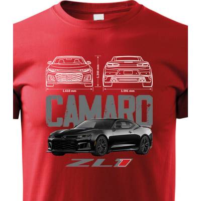 Dětské tričko Chevrolet Camaro Zl1 Červená Canvas tričko Bezvatriko.cz 2308