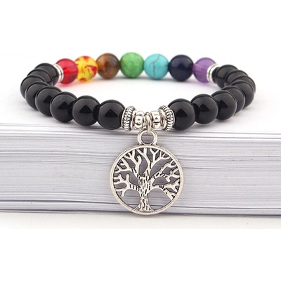 BudNej minerálny náramok čakry a strom života z onyxu MN1008