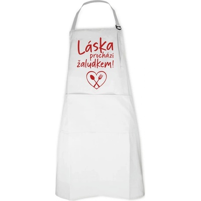 Fajntričko.cz Zástěra Láska prochází žaludkem Bílá