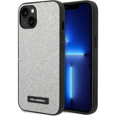KARL LAGERFELD Кейс Karl Lagerfeld KLHCP14MG2ELS за iPhone 14 Plus 6.7", твърд, сребърен / сребърен, Glitter Plaque Logo (3666339094249)