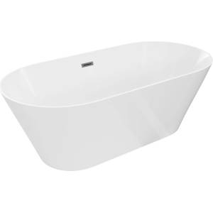 Mexen Luna Slim свободностояща вана 170 x 75 см, бяла, преливник gun metal - 52041707500-95 (52041707500-95)
