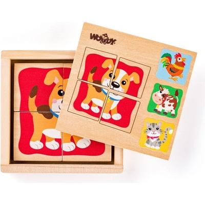 Woody Minipuzzle zvieratká v krabičke