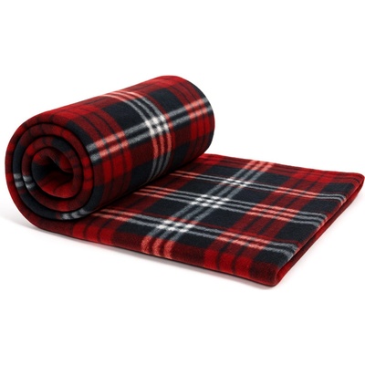 Jahu Deka fleece kostka červeno-černá 150x200