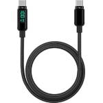 Lemontti USB Type-C към USB Type-C кабел с дисплей, 100W, 2 м, черен (LEMDDTCF100N)