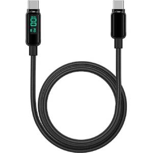 Lemontti USB Type-C към USB Type-C кабел с дисплей, 100W, 2 м, черен (LEMDDTCF100N)