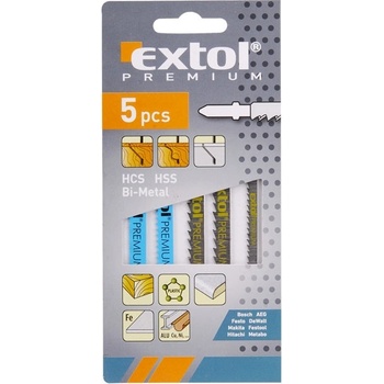 Extol Premium plátky do přímočaré pily-mix sada 5ks úchyt Bosch 8805100