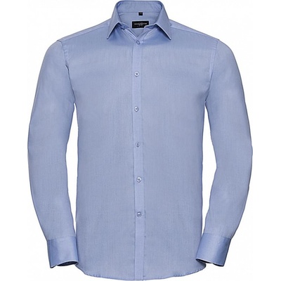 Russell Collection Pánska košeľa s dlhými rukávmi Herringbone svetlo modrá