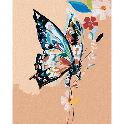Zuty Malování podle čísel Kytičkový motýl 80 x 100 cm vypnuté plátno na rám
