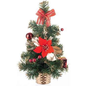 MagicHome Stromček Vianoce ozdobený červený 30 cm