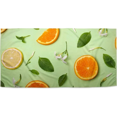 Sablio Ručník s potiskem Citrus a květ 50 x 100 cm
