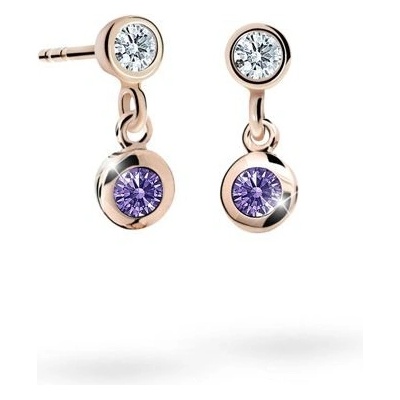 Danfil dětské náušnice C1537 z růžového zlata s kamínky Amethyst zapínání balónek