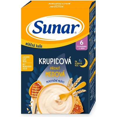 Sunar mliečna krupicová kaša na dobrú noc medová 210 g