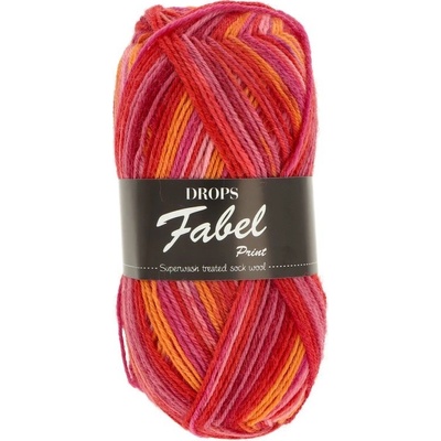 Drops Fabel Print 310 červeno oranžová mix