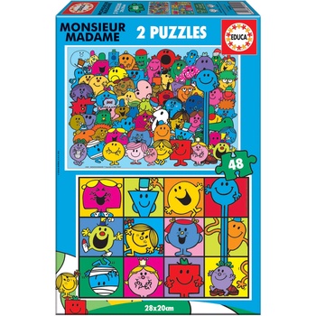 Image 1 of Educa Детски пъзел Educa от 2 x 48 части - Мосю и мадам (EDU19402)
