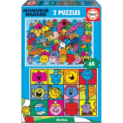 Educa Детски пъзел Educa от 2 x 48 части - Мосю и мадам (EDU19402)