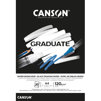 Canson Pad Graduate Papier Dessin Noir Скицник 20 A4 120 g Noir (C400110386)