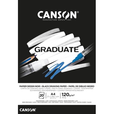 Canson Pad Graduate Papier Dessin Noir Скицник 20 A4 120 g Noir (C400110386)