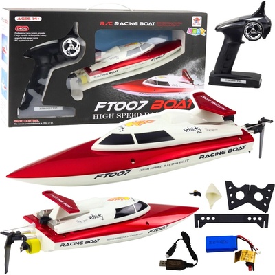 LeanToys Vitality FT007 Dálkově ovládaný RC motorový člun bílý a červená 1:16