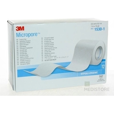 3M MICROPORE náplasť 2,5 cm x 9,1 m 12 ks