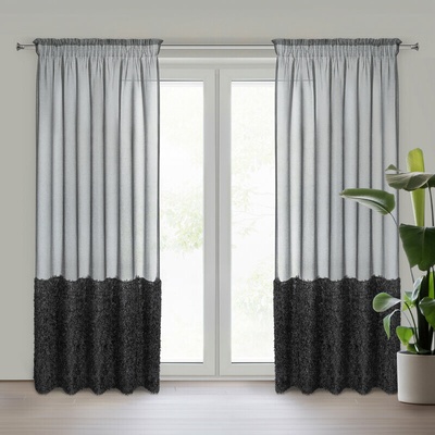 Takoy Záclona MARION z etamínu zdobená v dolnej časti nadýchanou kožušinovou aplikáciou 140 x 270 cm-HF-452754 | 140 x 270 cm