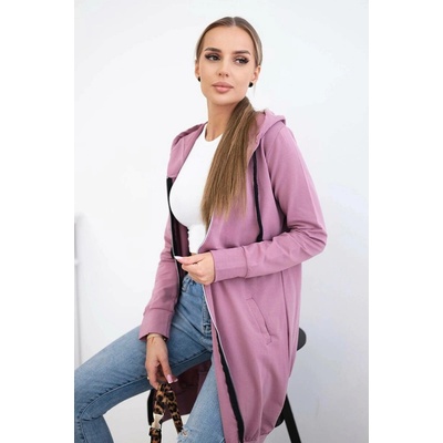 Fashionweek Dámska maxi bavlnená mikina so zipsom K8924 špinavě růžová