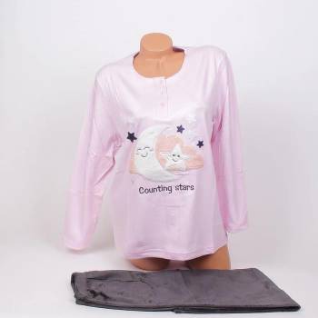 Image 1 of Дамска макси плюшена пижама в розово и графитено