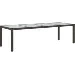  Градинска маса кафява 250x100x75 см закалено стъкло и полиратан