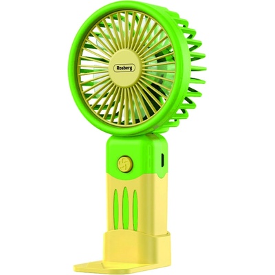 Rosberg Преносим ръчен вентилатор Rosberg R51760M, USB, 2W, 3 скорости, Бутон On/Off, Жълт/Зелен (R51760M yellow/green)