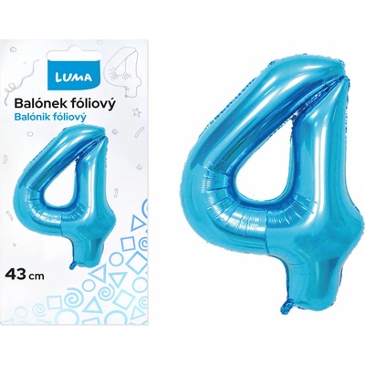 LUMA Balónek foliový č.4 MODRÝ 43 cm
