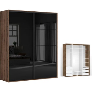 BRW Гардероб FLEX 200 / 66 / 240 см черен гланц (12/200-66-240/monastery/black-lacobel/flex/brw)