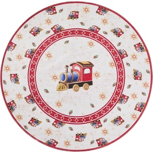 Villeroy & Boch Червен кръгъл килим с коледен мотив ø 160 cm Toy's Delight Train - Villeroy&Boch (106276-160)