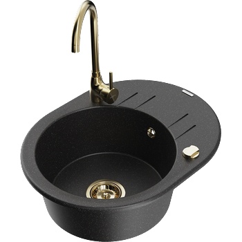 Mexen Kevin гранитна мивка с 1 гнездо с отцедник и кухненски смесител Telma, (6517-73-670200-50)