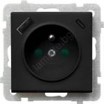 OSPEL - Безрамкова стенна контактна розетка 230V + 1xUSB-A + 1xUSB-C SONATA черна (OE0066)