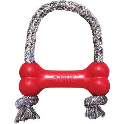 Kong Goodie Bone M gumová kost s lanem 14 cm
